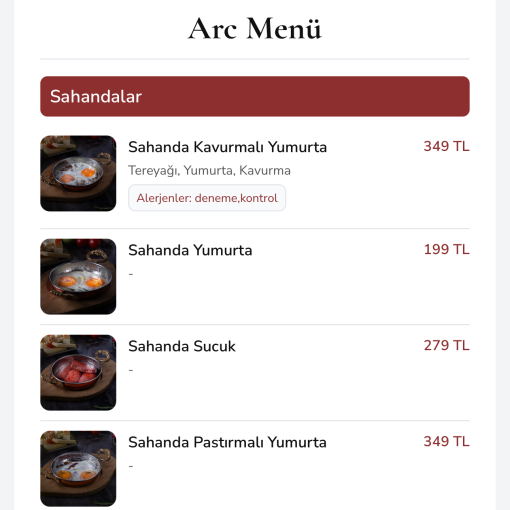PDF Menü Resimli
